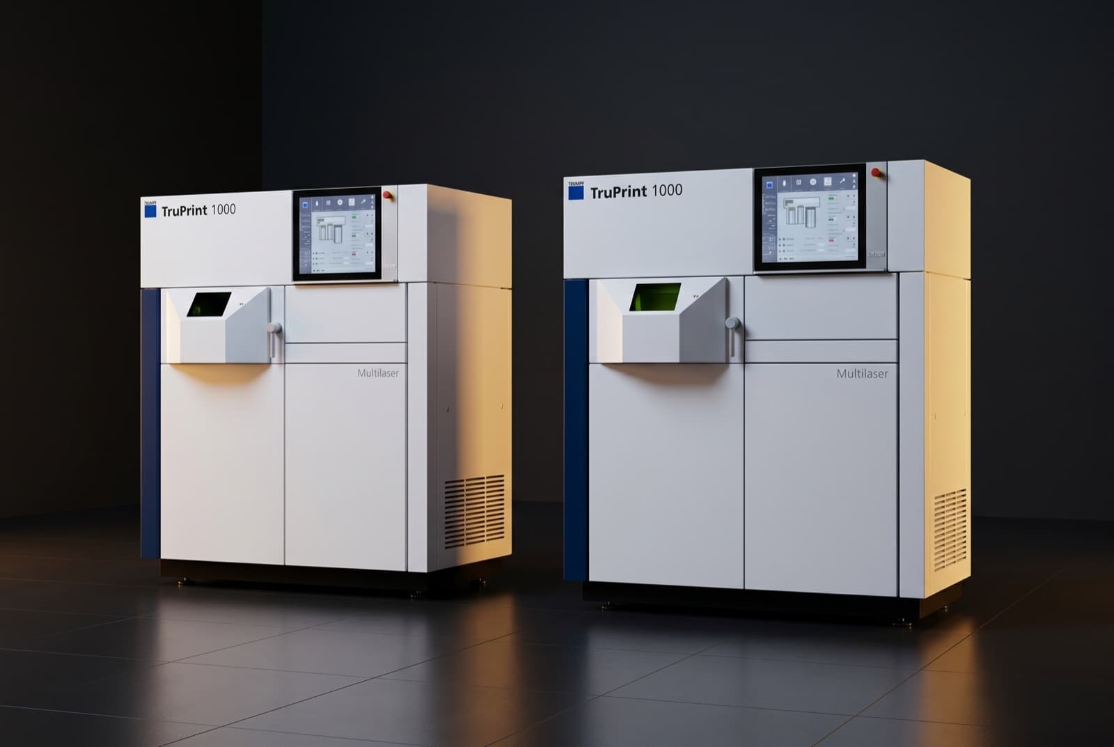 Les deux centres de micro-fusion TruPrint 1000 installés dans l’atelier Akrystech